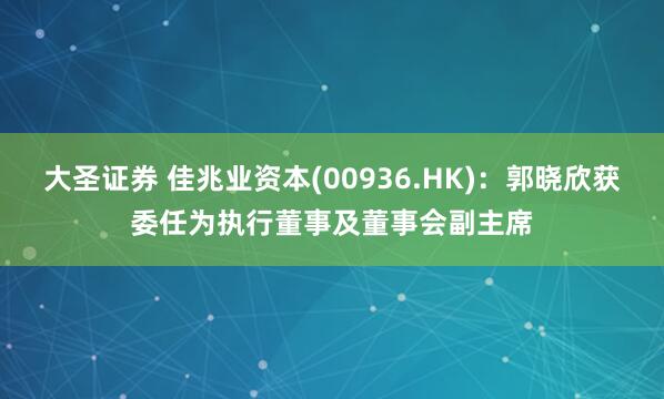 大圣证券 佳兆业资本(00936.HK)：郭晓欣获委任为执行董事及董事会副主席